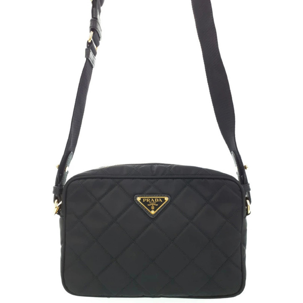 Prada Quilted Tessuto Crossbody Bag black